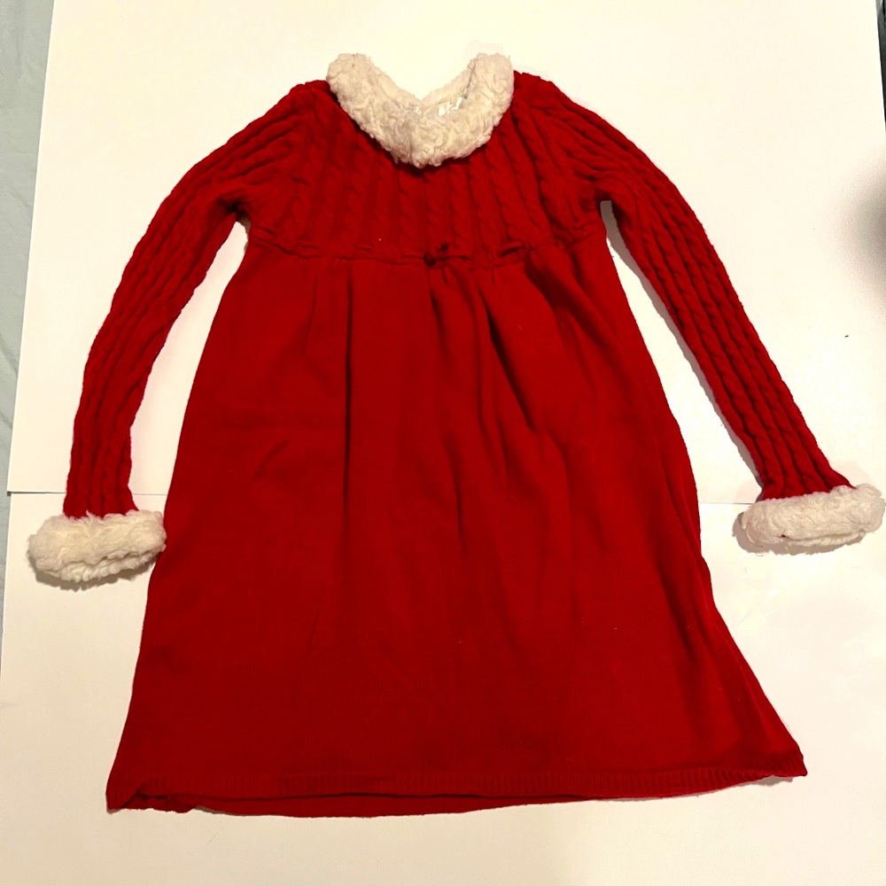 Gymboree red cable sweater dress with hood size 5T